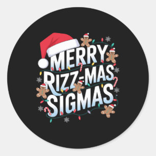 Pegatina Redonda Merry Rizz Mas Sigmas Funny Alpha Navidades Santa