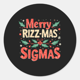 Pegatina Redonda Merry Rizz Mas Sigmas Funny Gen Alpha Xmas Santa C