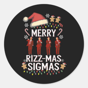 Pegatina Redonda Merry Rizz Mas Sigmas Gen Alpha Trump Navidades Pj