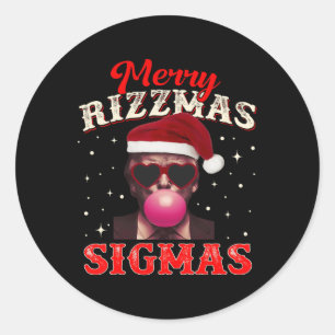 Pegatina Redonda Merry Rizz Mas Sigmas Gen Alpha Trump Santa Cristo