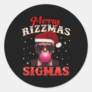 Pegatina Redonda Merry Rizz Mas Sigmas Gen Alpha Trump Santa Cristo