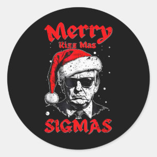 Pegatina Redonda Merry Rizz Mas Sigmas Gracioso Gen Alpha X-mas San