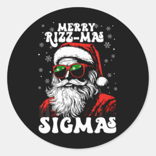 Pegatina Redonda Merry Rizz Mas Sigmas Gracioso Gen Alpha X-mas San