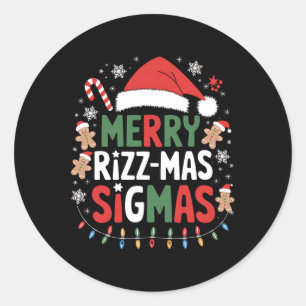 Pegatina Redonda Merry Rizz Mas Sigmas Gracioso Gen Alpha X-mas San