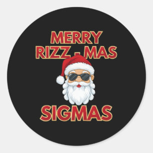 Pegatina Redonda Merry Rizz Mas Sigmas Guay Santa Claus Face Skibid