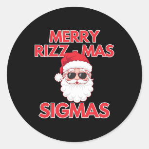 Pegatina Redonda Merry Rizz Mas Sigmas Navidades Rizzmas Funny Sant