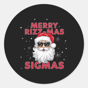 Pegatina Redonda Merry Rizz Mas Sigmas Santa Navidades