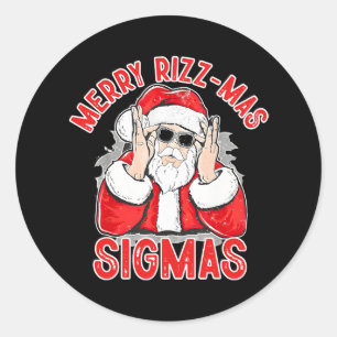 Pegatina Redonda Merry Rizz Mas Sigmas Santa Rizz La Temporada Es G