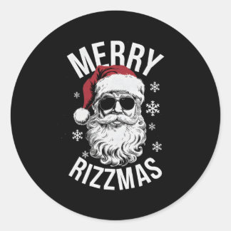Pegatina Redonda Merry Rizzmas Funny Christmas Santa Claus Happy Ch
