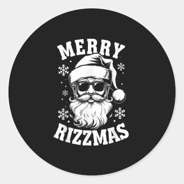 Pegatina Redonda Merry Rizzmas Funny Christmas Santa Claus Happy Ch (Anverso)
