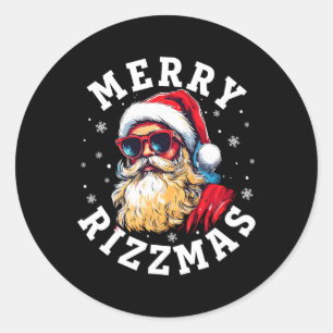 Pegatina Redonda Merry Rizzmas Navidades Rizz Guay Santa Gafas de s