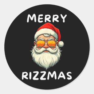 Pegatina Redonda Merry Rizzmas niños escuela de adolescentes Navida