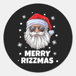 Pegatina Redonda Merry Rizzmas niños escuela de adolescentes Navida