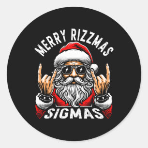 Pegatina Redonda Merry Rizzmas Sigmas Funny Navidades Rizz Santa Te