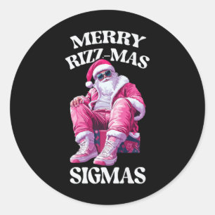 Pegatina Redonda Merry Rizzmas Sigmas Santa Rizzler Jóvenes adolesc