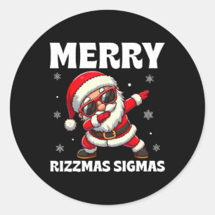 Pegatina Redonda Merry Rizzmas Sigmas Skibidi Rizzmas Navidades Riz