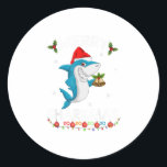 Pegatina Redonda Merry Sharkmas Shark Santa Ugly Christma<br><div class="desc">Merry Sharkmas Shark Santa Ugly Christma</div>