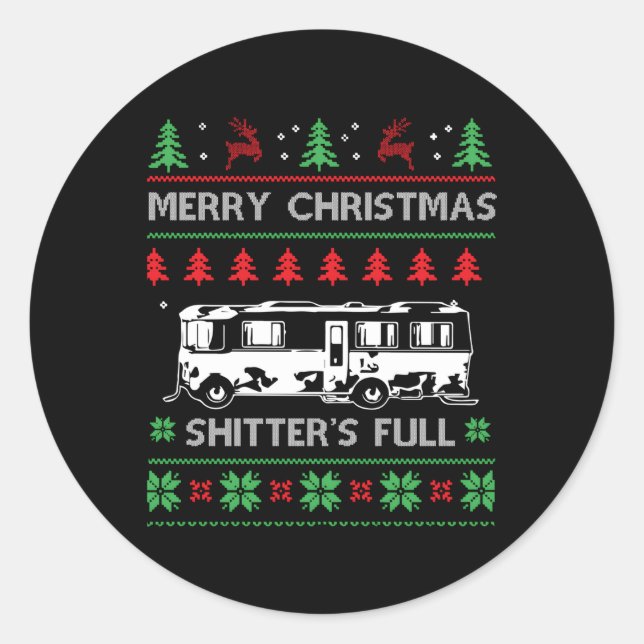 Pegatina Redonda Merry Shitter Es Totalmente Feo (Anverso)