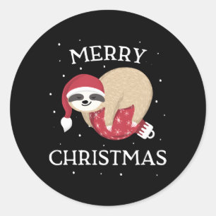 Pegatina Redonda Merry Sloth Santa