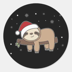 Pegatina Redonda Merry Slothmas Divertida Slothmas Para Navidades C