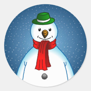 Pegatina Redonda Merry Snowman