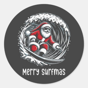 Pegatina Redonda Merry Surfmas