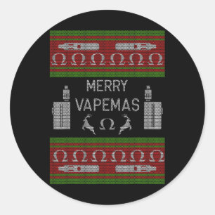 Pegatina Redonda Merry Vapemas - Suéter Navidades feos