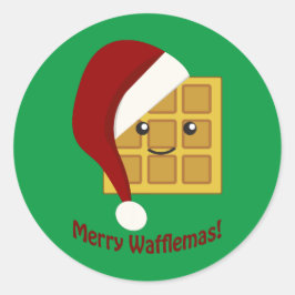 Pegatina Redonda Merry Wafflemas Navidades Waffle