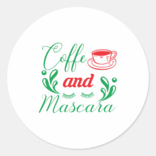 Pegatina Redonda Merry Xmas Coffee And Mascara