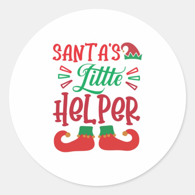 Pegatina Redonda Merry Xmas Santa Little Helper (Anverso)
