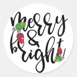 Pegatina Redonda Merry y Bright