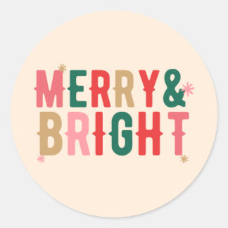 Pegatina Redonda Merry y Bright