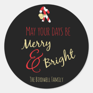 Pegatina Redonda Merry y Bright