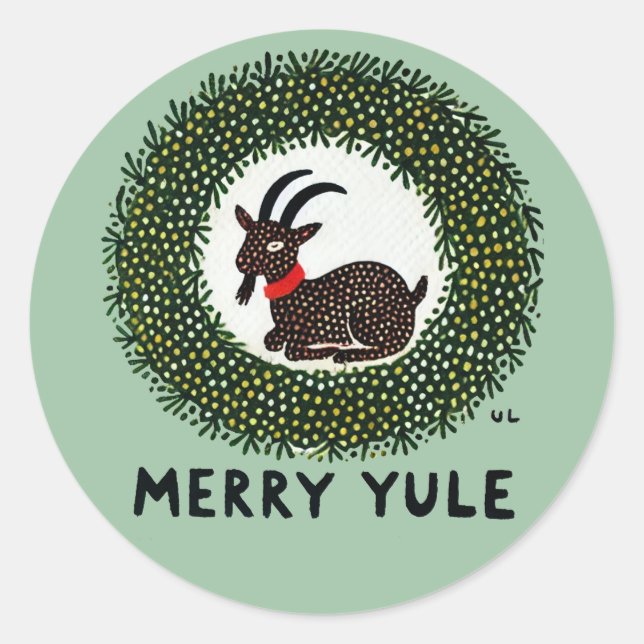 Pegatina Redonda Merry Yule Goat (Anverso)