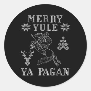 Pegatina Redonda Merry Yule Ya Pagan Odin En Sleipnir Viking Christ