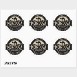 Pegatina Redonda Merzouga Sahara Paseo en Camello Insignia Vintage