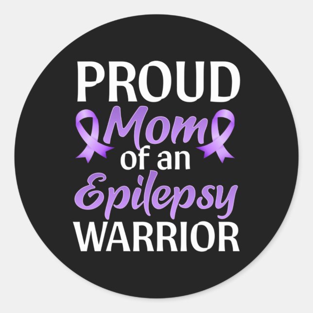 Pegatina Redonda Mes De Conciencia De La Epilepsia, Orgullosa Madre (Anverso)