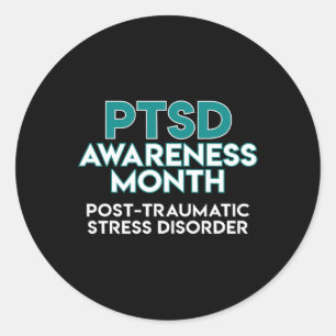 Pegatina Redonda Mes De Conciencia Del Ptsd