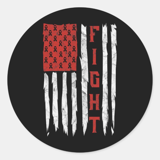 Pegatina Redonda Mes de Conciencia sobre la Enfermedad Cardíaca Vin (Anverso)