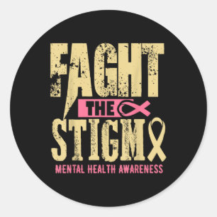 Pegatina Redonda Mes de Conciencia sobre la Salud Mental Lucha cont