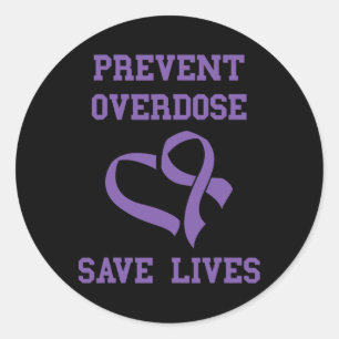 Pegatina Redonda Mes de Conciencia sobre Sobredosis Prevenir Sobred