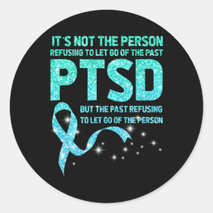 Pegatina Redonda Mes De Concienciación Del Ptsd Dejar De Apoyar A L