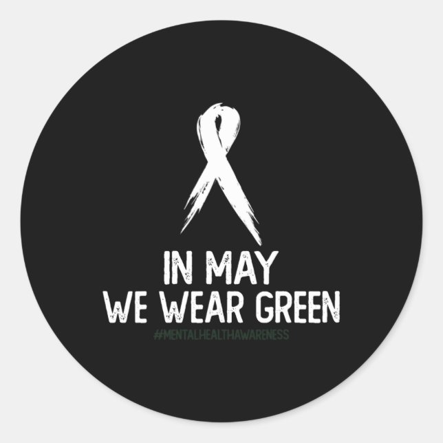 Pegatina Redonda Mes De Concienciación En Salud En Mayo Usamos El V (Anverso)