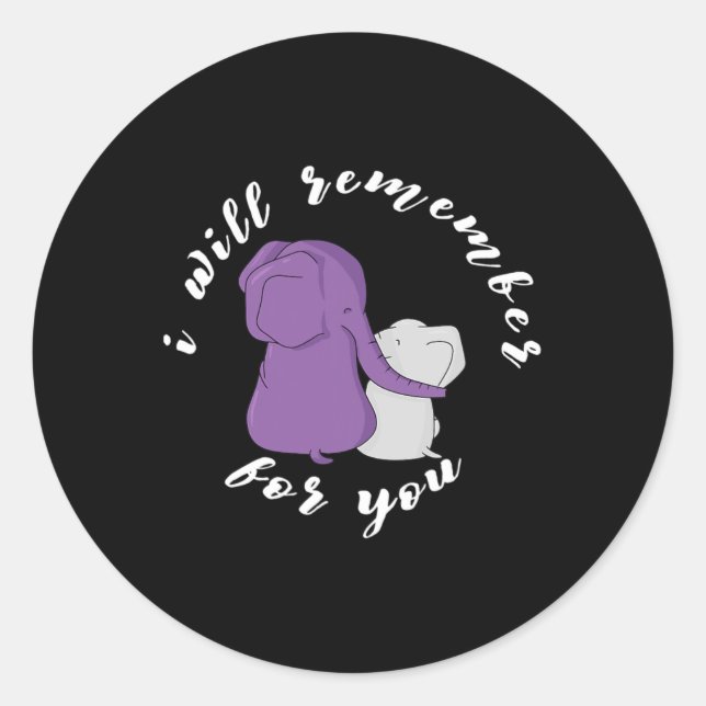 Pegatina Redonda Mes De Concienciación I Fin Al Elefante De Cinta P (Anverso)