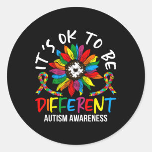 Pegatina Redonda Mes De Concienciación Sobre El Autismo En El Giras