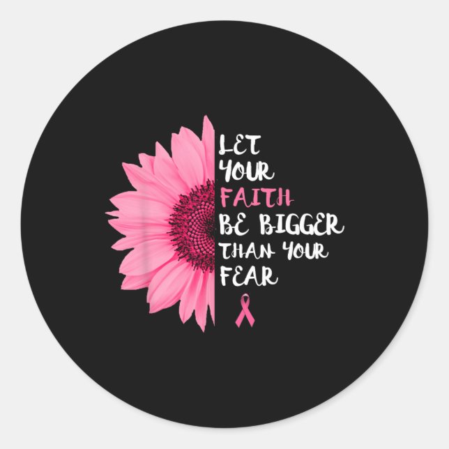 Pegatina Redonda Mes de Concienciación sobre el Cáncer Flor Cinta r (Anverso)