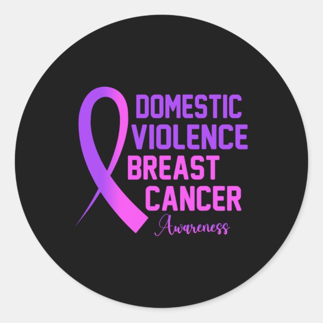 Pegatina Redonda Mes De Concienciación Sobre La Violencia Y El Cánc (Anverso)