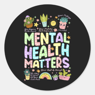 Pegatina Redonda Mes De Concienciación Sobre Salud Mental