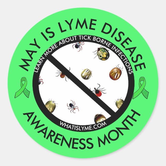Pegatina Redonda Mes de Concientización sobre la Enfermedad de Lyme (Anverso)