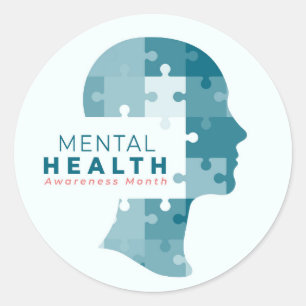 Pegatina Redonda Mes de Concientización sobre la Salud Mental